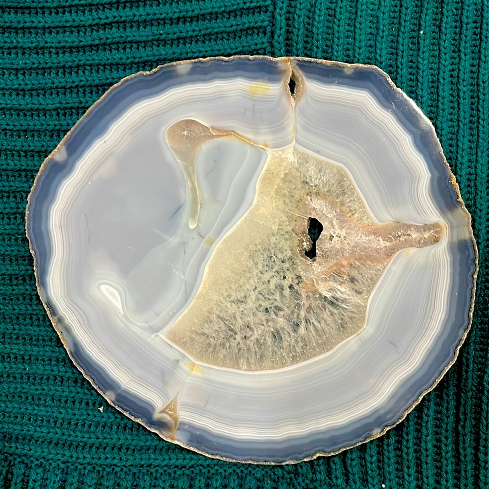 Blue agate flat geode